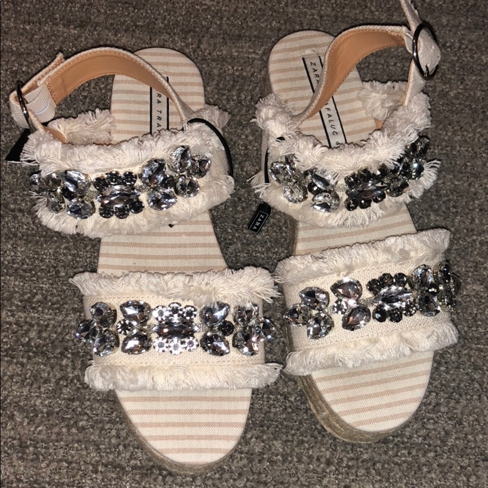 Zara cream wedges